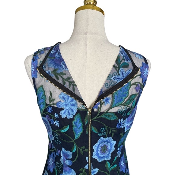 Calvin Klein Women's Floral-embroidered Mesh Illusion Sleeveless Sheath Dress 6 - Picture 8 of 10